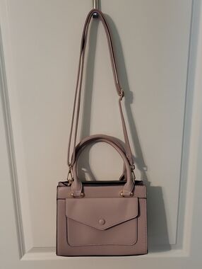 Women's Blush Pink Structured Satchel Shoulder Bag.